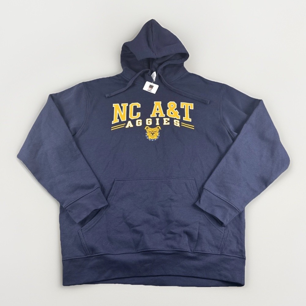 North Carolina A&T Aggies Hoodie Adult L Blue Pullover Sweatshirt Drawstring NEW